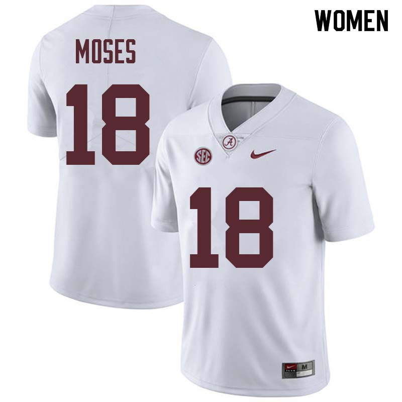 Women #18 Dylan Moses Alabama Crimson Tide College Football Jerseys Sale-White